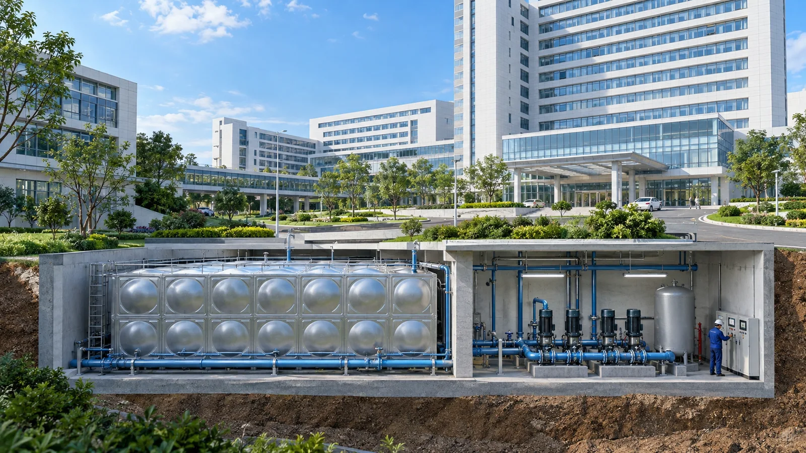医院供水安全与用水管理场景示意