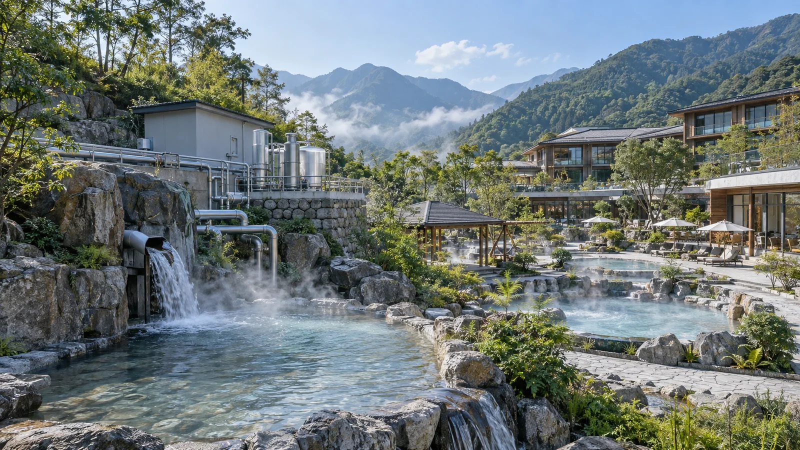 温泉与酒店场景示意