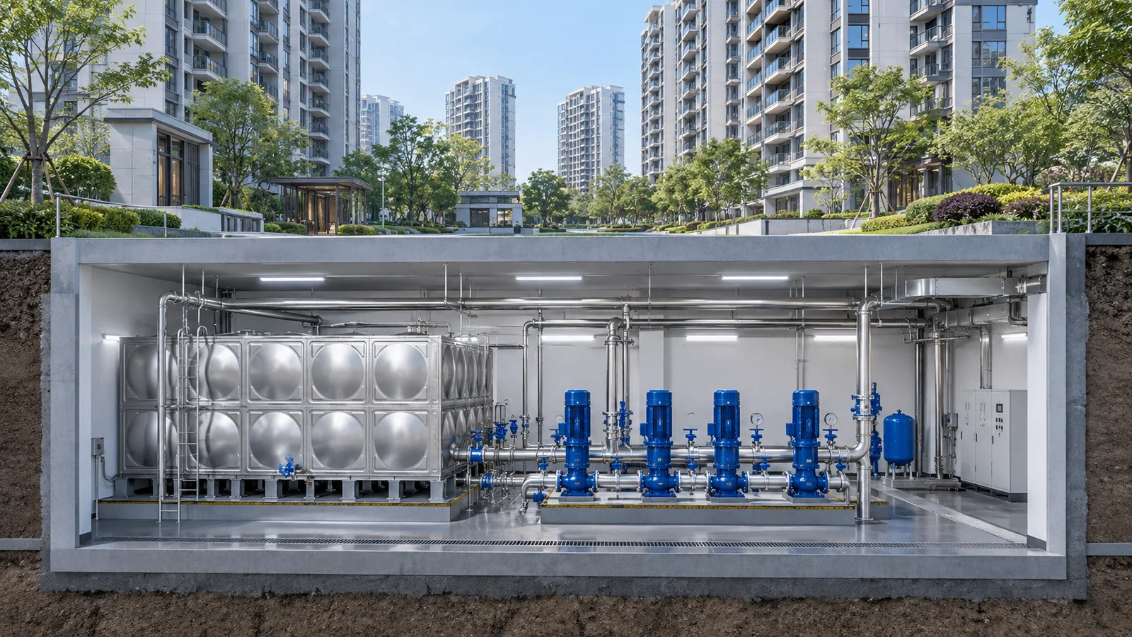 小区二次加压供水场景示意